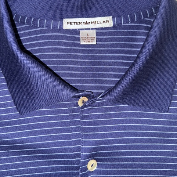 Peter Millar Blue Striped Golf Polo (MF16K05) Men’s Size - Large - Picture 6 of 11
